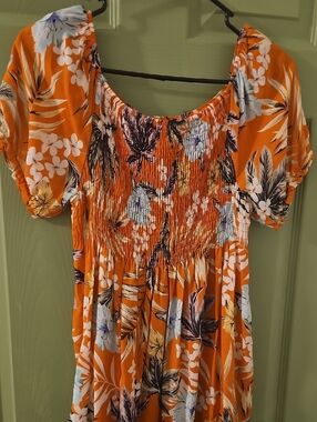 Blue Joint Smocked Babydoll Blouse